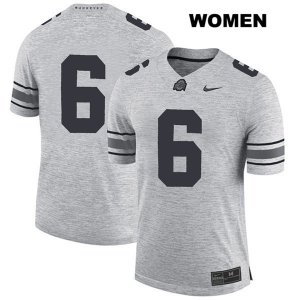 Women's NCAA Ohio State Buckeyes Kory Curtis #6 College Stitched No Name Authentic Nike Gray Football Jersey AL20N77OM